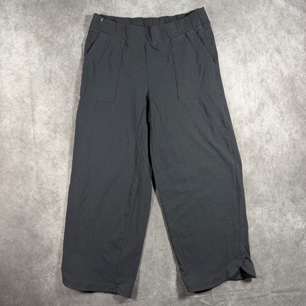 Pure J Jill Grey Knit Wide Leg Crop Pants Small Tall Elastic Waist Minimalist